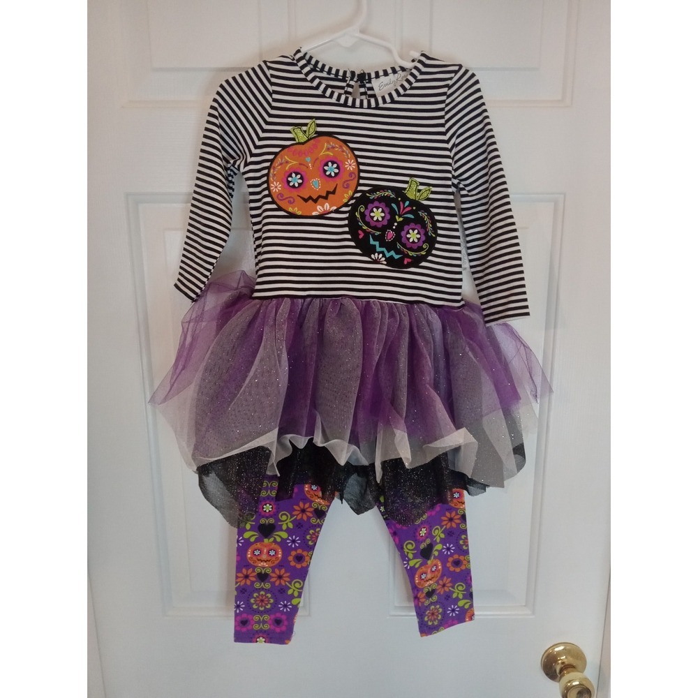 NEW! GIRLS EMILY ROSE 2 PIECE HALLOWEEN‎ LONG SLEEVE TUTU TOP & PANT SET! Sz 2T